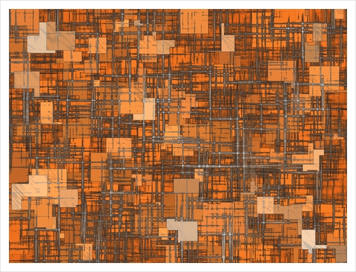 geometric square pattern abstract background in orange and brown Art Print by Timmy333