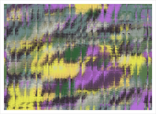 psychedelic geometric abstract pattern in green yellow purple Art Print by Timmy333