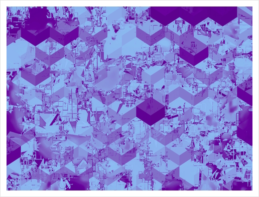 geometric square pixel pattern abstract background in purple Art Print by Timmy333