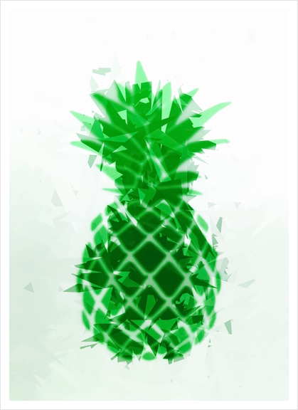 pineapple in green with geometric triangle pattern abstract Art Print by Timmy333