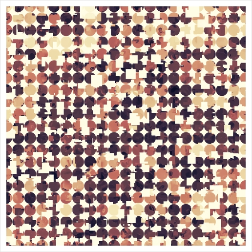 geometric square and circle pattern abstract in brown Art Print by Timmy333