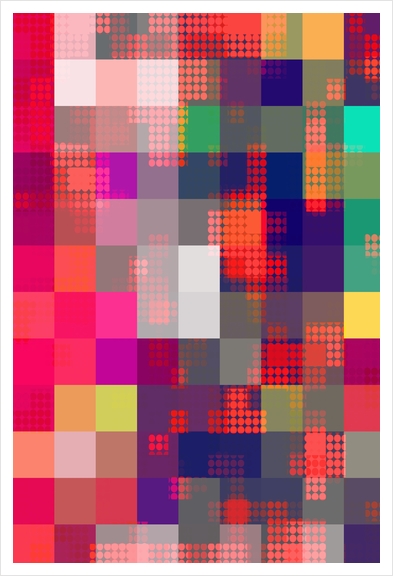 geometric pixel square pattern abstract background in red blue pink Art Print by Timmy333