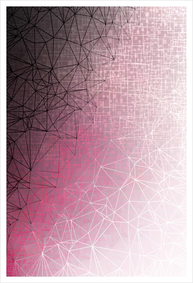 fractal geometric line pattern abstract art in pink Art Print by Timmy333