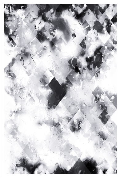 graphic design pixel geometric square pattern abstract background in black and white Art Print by Timmy333