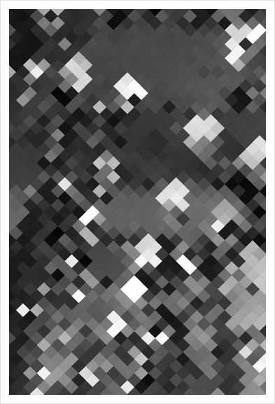 graphic design pixel geometric square pattern abstract background in black and white Art Print by Timmy333