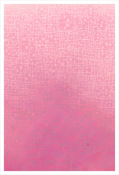 fractal graphic design geometric square line pattern abstract background in pink Art Print by Timmy333