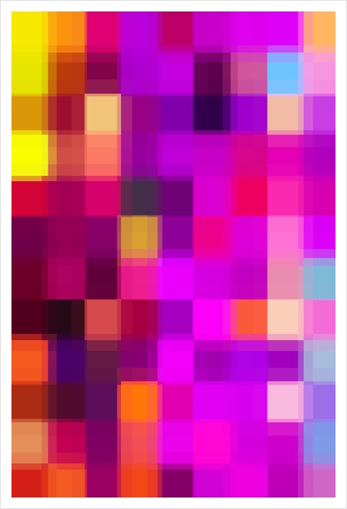 geometric pixel square pattern abstract background in purple pink yellow Art Print by Timmy333