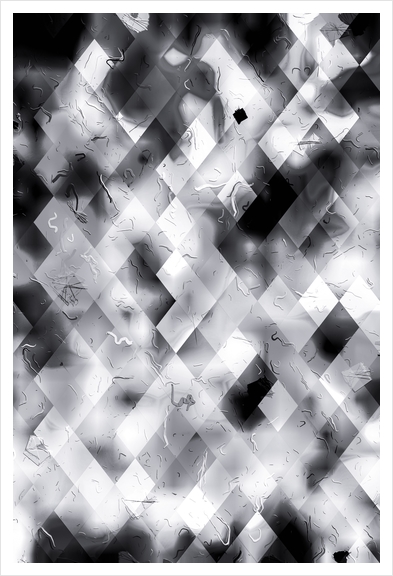 geometric square pixel pattern texture abstract art background in black and white Art Print by Timmy333