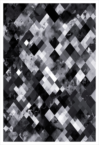 graphic design pixel geometric square pattern abstract background in black and white Art Print by Timmy333