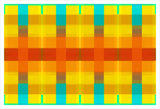 geometric symmetry pixel square pattern abstract background in orange yellow blue Art Print by Timmy333