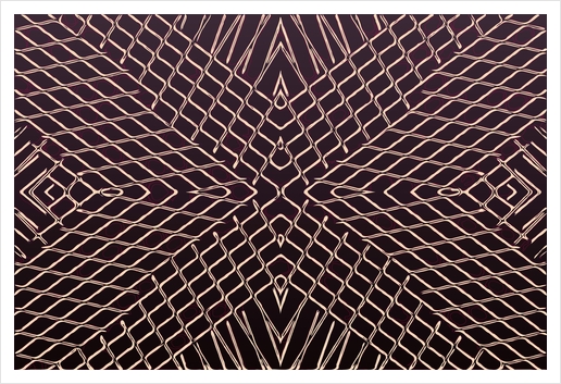 geometric symmetry line pattern abstract in brown Art Print by Timmy333