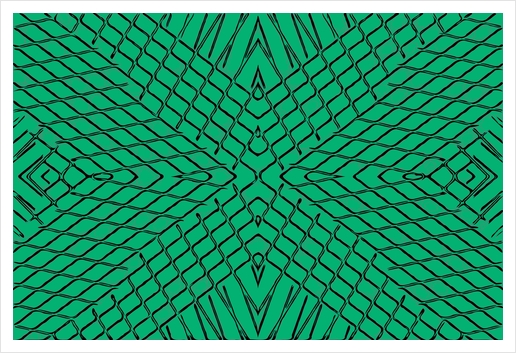 geometric symmetry line pattern abstract in green Art Print by Timmy333