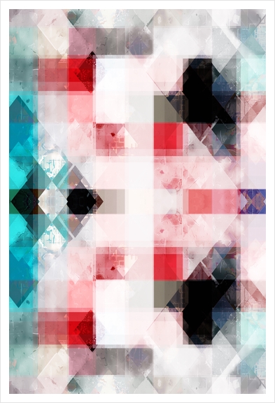 graphic design geometric pixel square pattern abstract background in red blue Art Print by Timmy333