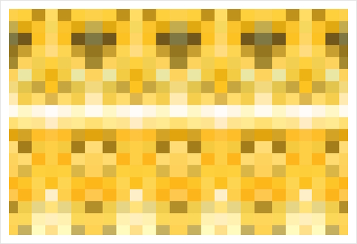 geometric symmetry pixel square pattern abstract background in yellow brown Art Print by Timmy333