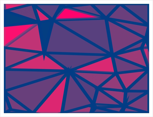 geometric triangle polygon shape abstract background in pink and blue Art Print by Timmy333