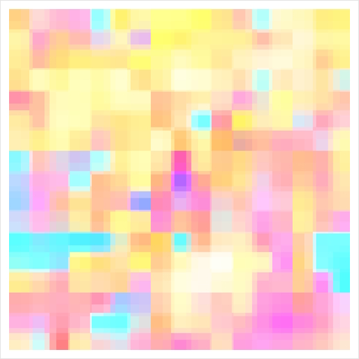 geometric pixel square pattern abstract background in pink yellow blue Art Print by Timmy333