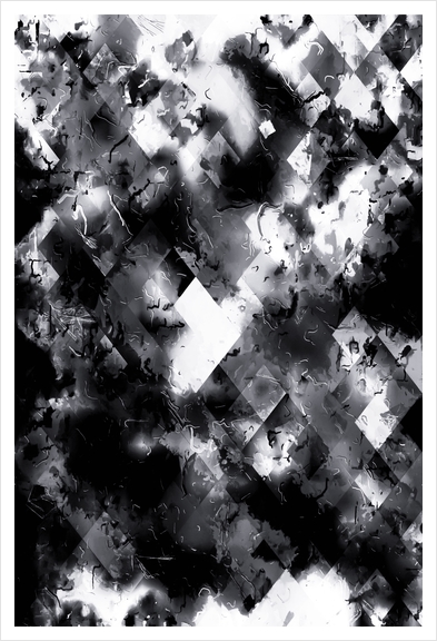 graphic design pixel geometric square pattern abstract background in black and white Art Print by Timmy333