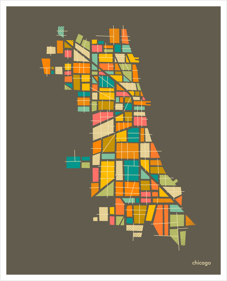 CHICAGO NEIGHBORHOODS Art Print by Jazzberry Blue