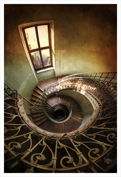 Spiral staircaise with a window Art Print by Jarek Blaminsky