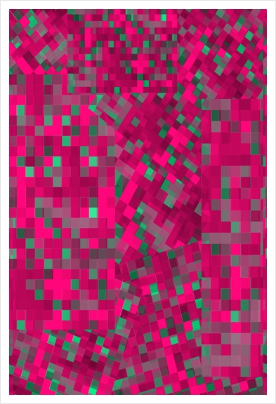 geometric pixel square pattern abstract background in pink green Art Print by Timmy333