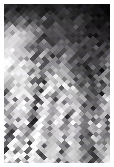 graphic design pixel geometric square pattern abstract background in black and white Art Print by Timmy333