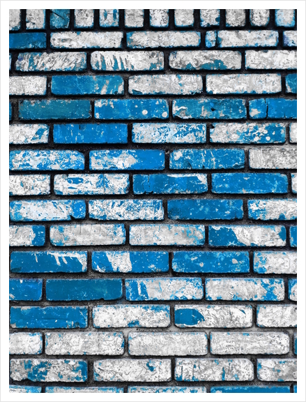 brick wall background in blue and white Art Print by Timmy333