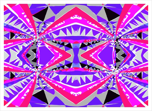 psychedelic geometric abstract pattern background in pink and purple Art Print by Timmy333