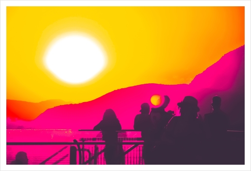 summer sunset light with mountain background Art Print by Timmy333