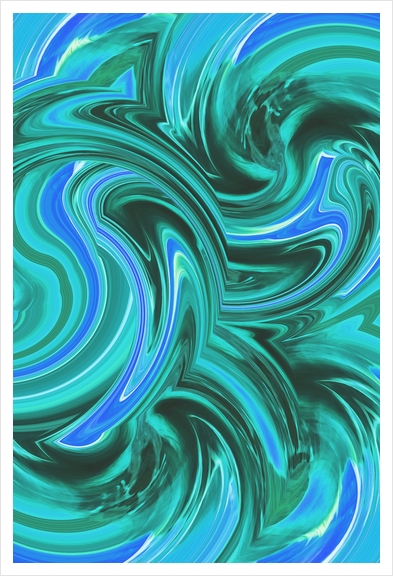 green and blue curly painting abstract background Art Print by Timmy333