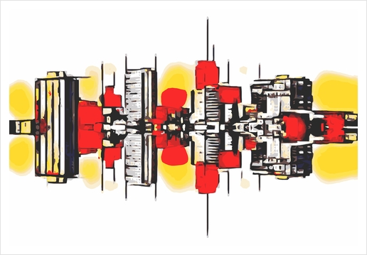 modern buildings with red yellow and white background Art Print by Timmy333