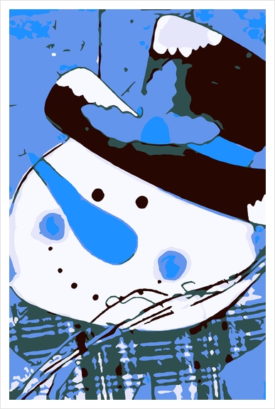 drawing snowman blue nose and blue background Art Print by Timmy333