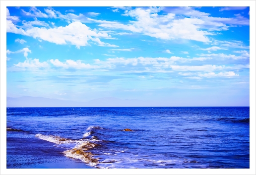 blue ocean view with blue cloudy sky in summer Art Print by Timmy333