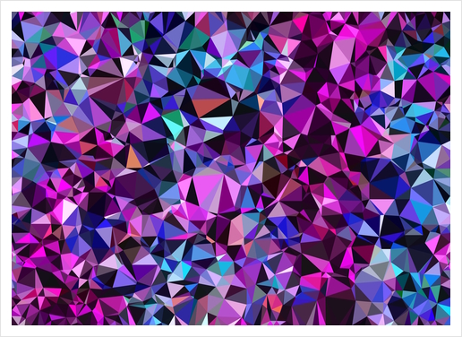 geometric triangle polygon pattern abstract in pink blue black Art Print by Timmy333