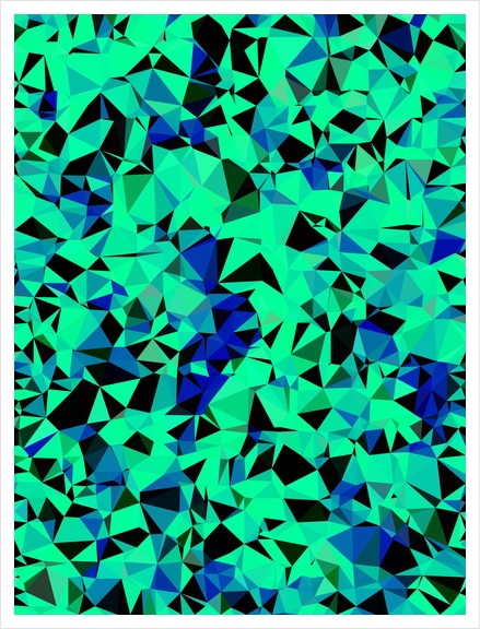 geometric triangle pattern abstract in green blue black Art Print by Timmy333