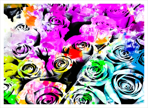 rose texture abstract  with colorful painting abstract background in pink blue green red yellow Art Print by Timmy333