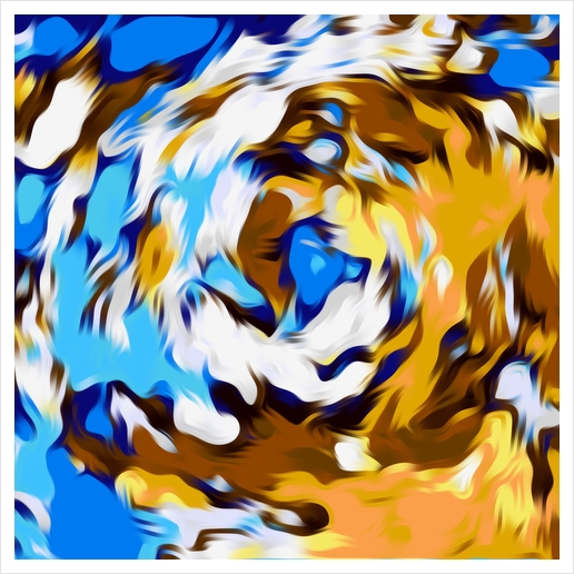 yellow brown and blue spiral painting texture abstract background Art Print by Timmy333