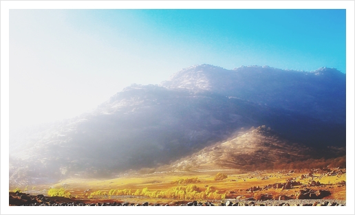 mountain with strong summer sunlight and blue sky Art Print by Timmy333