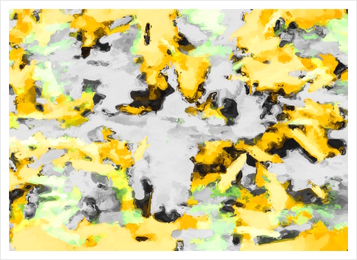 splash painting texture abstract background in yellow black green Art Print by Timmy333