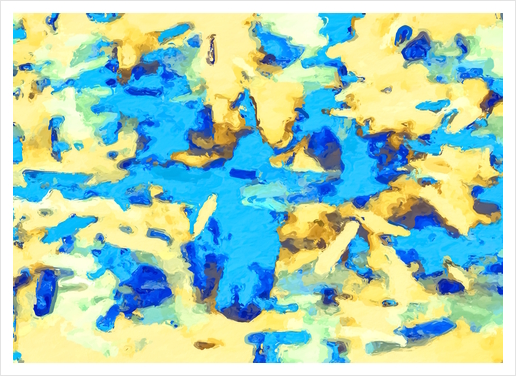 splash painting texture abstract background in blue and yellow Art Print by Timmy333