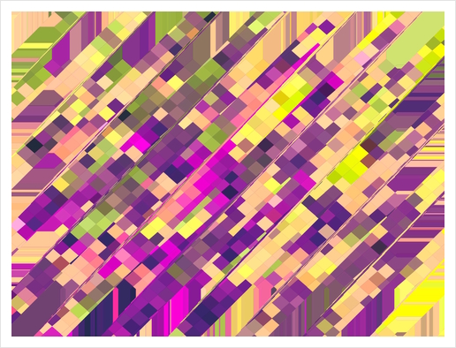 geometric square pixel pattern abstract background in pink purple green Art Print by Timmy333