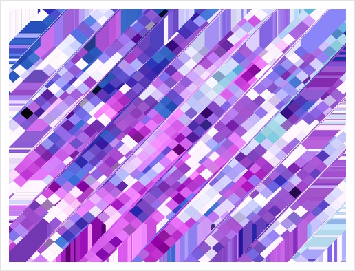 geometric square pixel pattern abstract background in purple pink Art Print by Timmy333