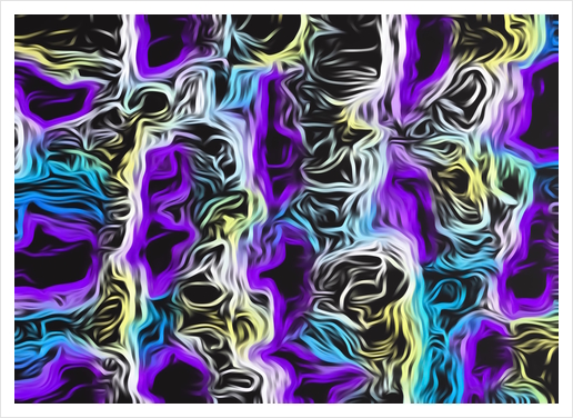 psychedelic painting texture abstract background in purple yellow blue white Art Print by Timmy333