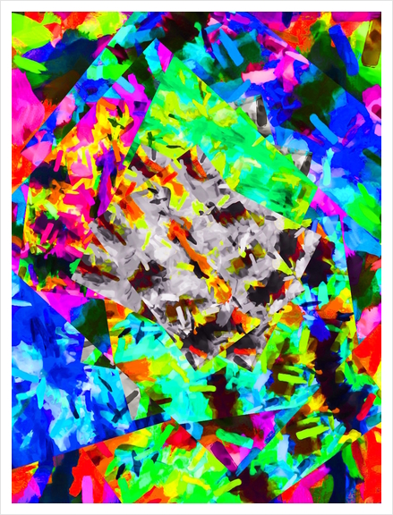 psychedelic splash painting abstract in blue green orange pink brown Art Print by Timmy333