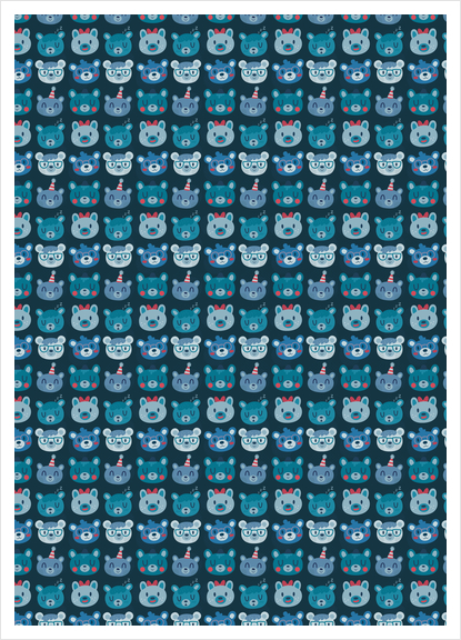 Cute Blue Bears Pattern Design Art Print by Claire Jayne Stamper