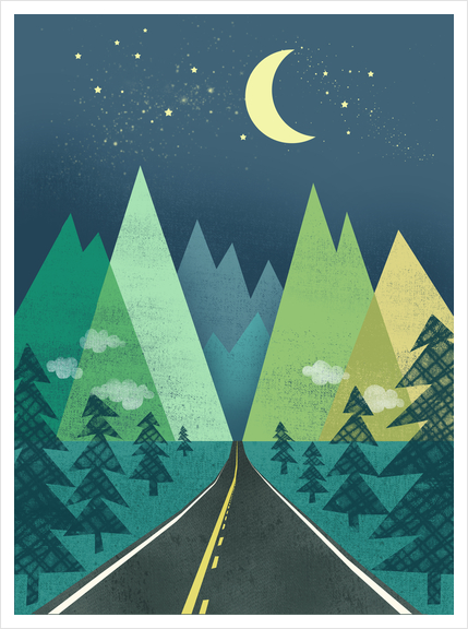 the Long Road at Night Art Print by Jenny Tiffany