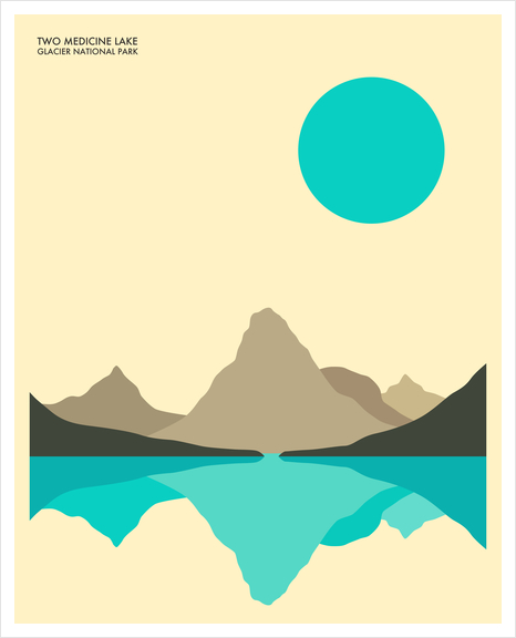 GLACIER NATIONAL PARK - TWO MEDICINE LAKE Art Print by Jazzberry Blue