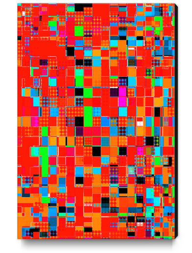 graphic design pixel geometric square pattern abstract background in red orange blue green Canvas Print by Timmy333