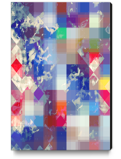 geometric pixel square pattern abstract background in blue pink red Canvas Print by Timmy333