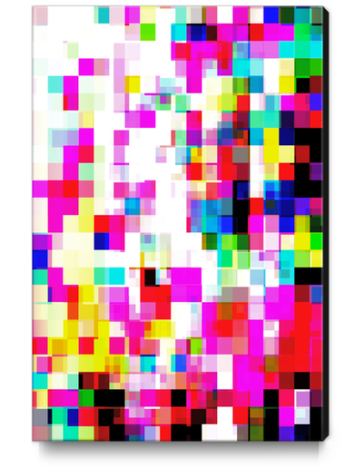 geometric pixel square pattern abstract background in pink blue yellow Canvas Print by Timmy333