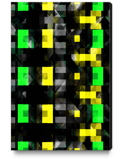 geometric pixel square pattern abstract background in yellow green black Canvas Print by Timmy333